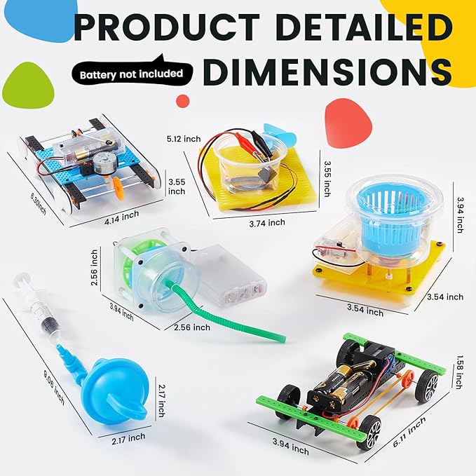 6-in-1 STEM Home Lab Science Kit for Kids Age 8-12, Boys & Girls 9 10 11 13 14 Year Old Educational Adventure Set: Tank & Car Building, Saltwater Generator | Perfect Birthday & Learning Gift for Kids