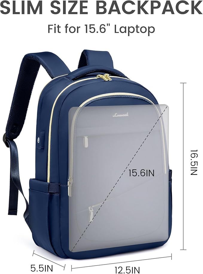 LOVEVOOK Laptop Backpack for Women, Slim Business Laptops Bag with Separate Computer Compartment Stylish Daypack for College Work Travel, Fits 15.6" Laptop