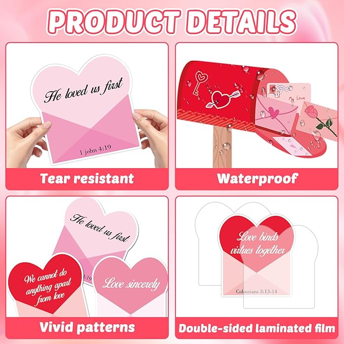 Valentine's Day Christian Bulletin Board Set Valentine's Day Religious Jesus Bible Verse Classroom Decorations Love Letters from God Paper Cutouts for Church School Home Chalkboard Wall Door Decor