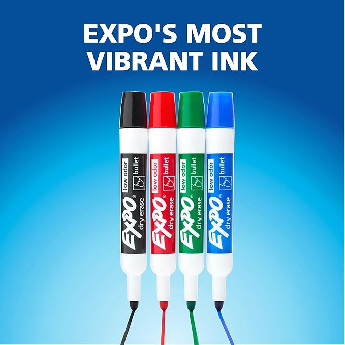 Expo Low Odor Dry Erase Markers Bullet Tip Assorted Colors 4 Count
