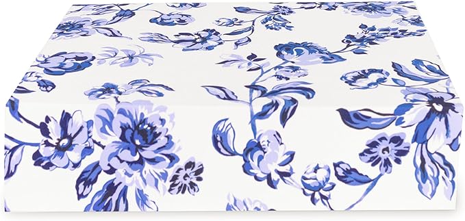 kate spade new york Heirloom Storage Box, 14" x 10" x 3" Decorative Organizer for Keepsakes, Greyboard Gift Box with Bookcloth Cover (Floral Toile)