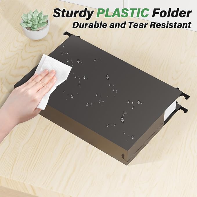 Ansook Extra Capacity Legal Size Hanging File Folders,Heavy Duty 2" Expansion File Folders Hanging with Tabs,12 Pack Plastic Legal File Cabinet Folders,Hanging File Frame Organizer,File Box Folder