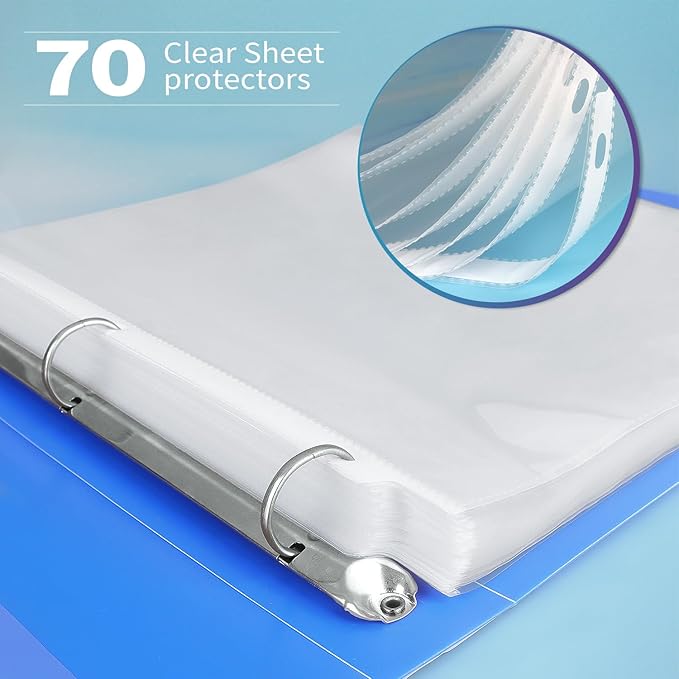 Tamaki Sheet Protectors for 3 Ring Binder, 70 Pack Premium Clear Page Protector 8.5 x 11 inch, Plastic Sleeves Top Loading Paper Sheets Document Sleeve Letter Size
