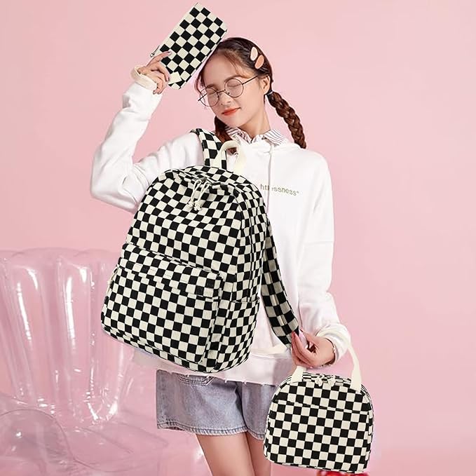 Bluboon School Backpack Set Girls Womens Laptop Bookbag Casual Daypack Fits 15 inch Laptop with Lunch Tote Bag and Pencil Bag