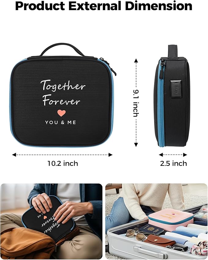 MATEIN Valentines Day Gifts for Couples, Mr and Mrs Gifts, Electronics Organizer Travel Case with USB Port, 2-Pack Couple Cord Organizer Bag 2-in-1 Cable Storage Bag for Tech Accessories and Makeup