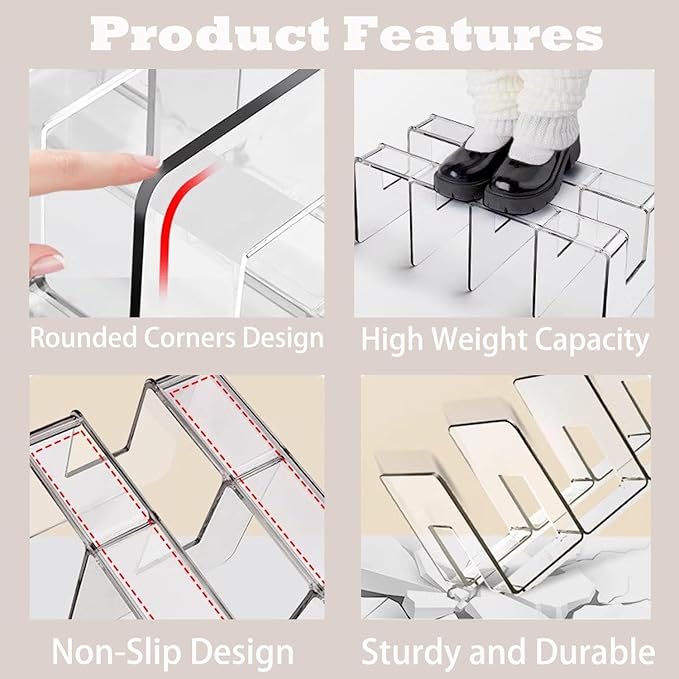 Clear Acrylic File Organizer, Purse Organizer, File Sorter Desktop File Folder Organizer for Book, Envelopes, Mail, Document, Notebook, Office Supplies, Handbag (4Pcs)