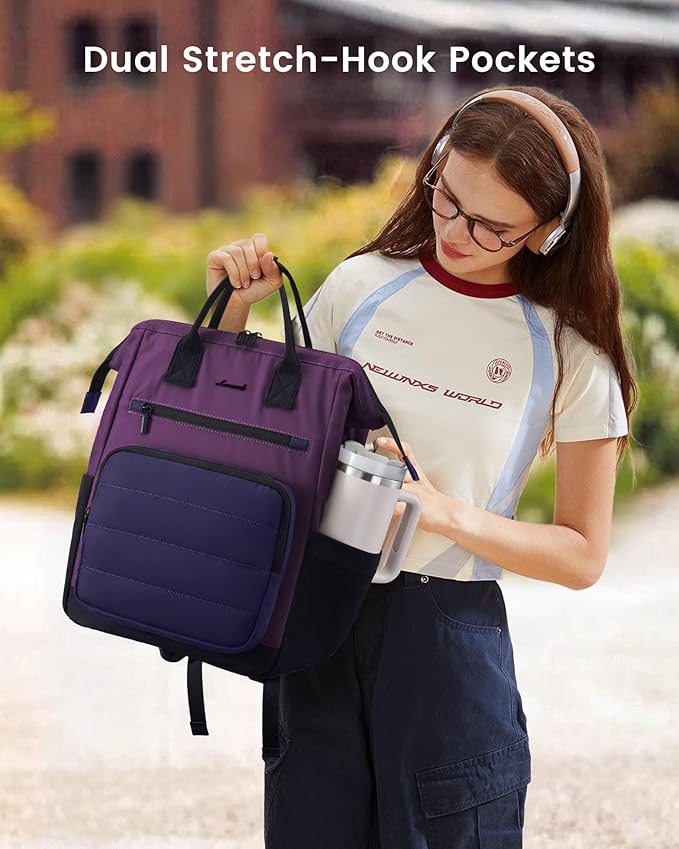 LOVEVOOK Puffer Laptop Backpack for Women, 15.6 Inch Work Backpack purse for Nurse Teacher, College Bookbag Personal Item Travel Bag Computer Daypack for Daily Commute
