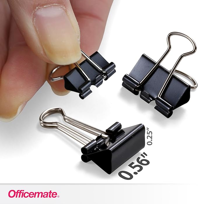 Officemate Mini Binder Clips, Black, (99010), 12 Count (Pack of 12)