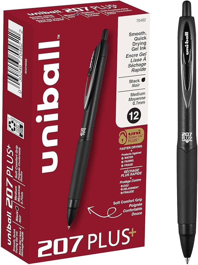 207PLUS+ Gel, 0.7MM, Black, OS Dozen