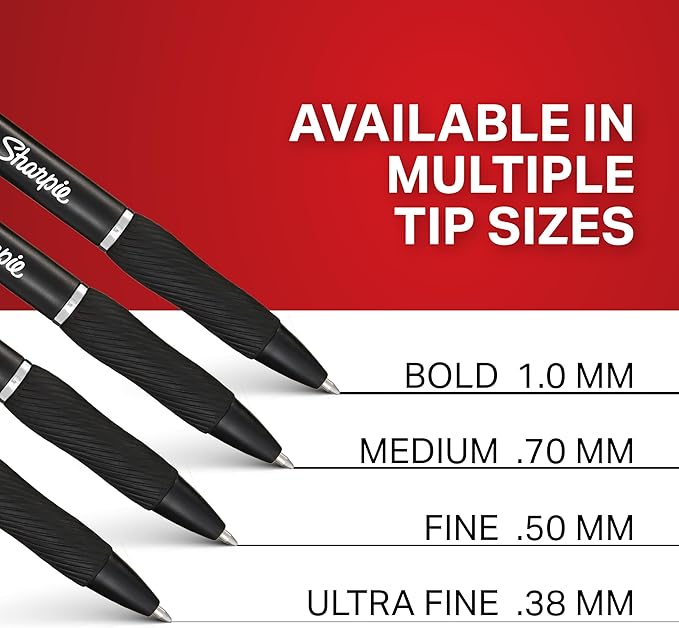 Sharpie S-Gel Pens, Fine Point (0.5mm), Black Ink, 12 count - Ideal for Writing, Journaling, Drawing, Coloring, Note-Taking, College Supplies