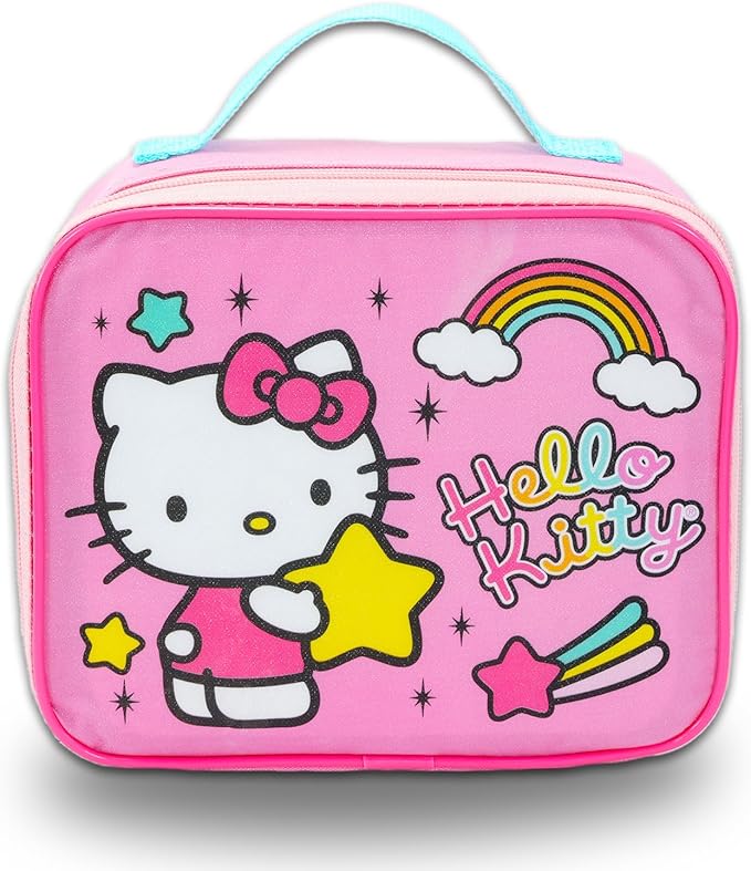 SANRIO Hello Kitty Backpack with Lunch Bag for Girls - Bundle with Hello Kitty Backpack, Lunch Box, Water Bottle, Stickers, More | Girl School Backpack Set