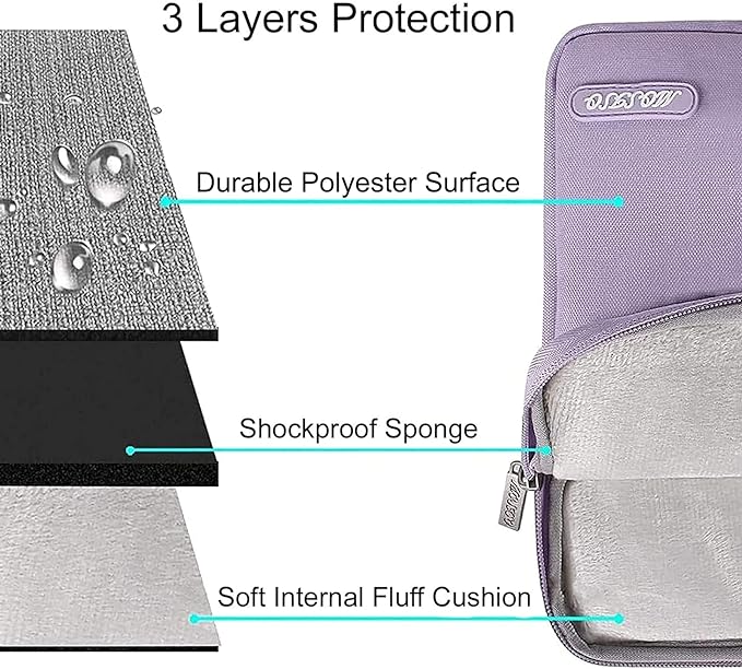 MOSISO Laptop Case 16 inch, 15-15.6 inch Laptop Sleeve Compatible with MacBook Pro 16 M4 M3 M2 M1, HP Acer Dell Lenovo ASUS Notebook, Polyester Vertical Computer Sleeve Bag with Pocket, Purple
