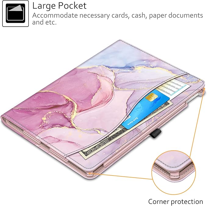 Fintie Multi-Angle Case, 2017/2015 iPad Pro 12.9 inch (Old Model) 1st & 2nd Gen Case - [Corner Protection] Folio Stand Cover with Pencil Holder & Pocket, Auto Wake/Sleep, Dreamy Marble