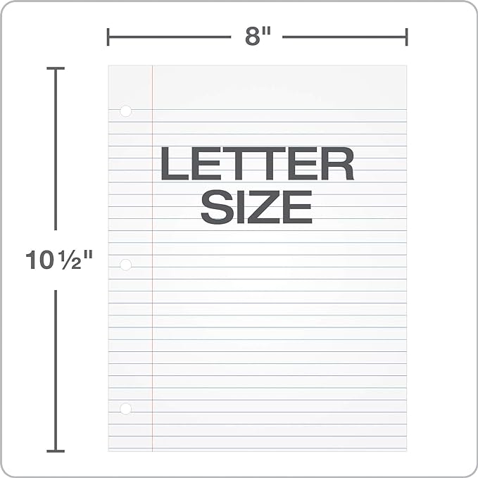 Oxford Filler Paper, 8 x 10-1/2 Inch Wide Ruled, 3 Hole Punch, Loose Leaf Notebook Paper for 3 Ring Binders (62330), white (Pack of 2500)