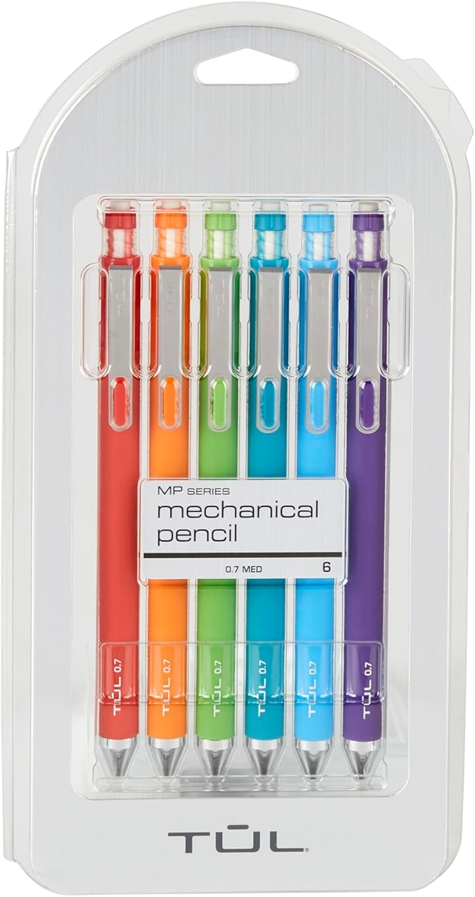 TUL® Mechanical Pencils, 0.7 mm, Assorted Barrel Colors, Pack Of 6 Pencils