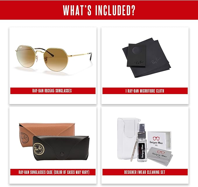 Ray-Ban Jack RB3565 Rounded Hexagonal Sunglasses for Men for Women +BUNDLE with ACCESSORY EYEWEAR KIT