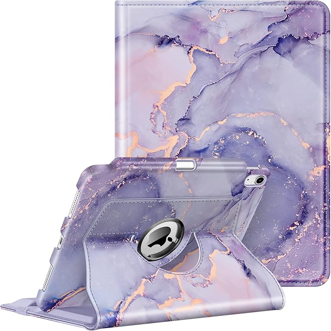 Fintie Rotating Case for iPad (A16) 11th Generation 11 Inch (2025), iPad 10th Generation 10.9 Inch (2022) - [Built-in Pencil Holder] 360 Degree Rotating Protective Stand Cover, Lilac Marble