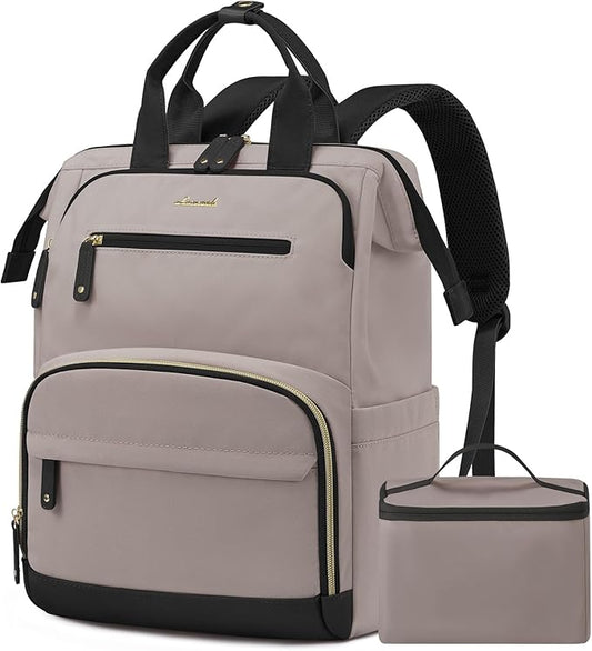 LOVEVOOK Lunch Backpack for Women, 15.6 Inch Laptop Bag with Insulated Cooler Lunch Box, Work Backpack for Teacher Nurse, Travel Backpack Lunch Bag for Camping Picnic Daily Use