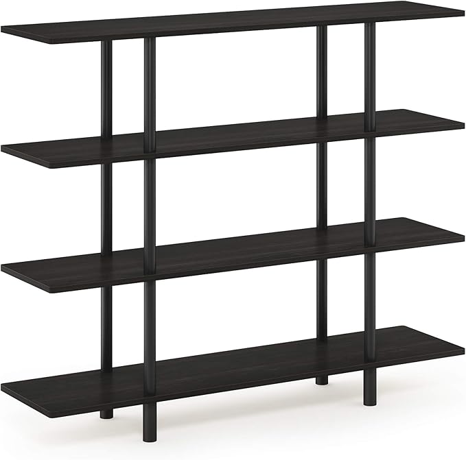 Furinno Turn-N-Tube 4-Tier Wide Display Shelf, Espresso/Black