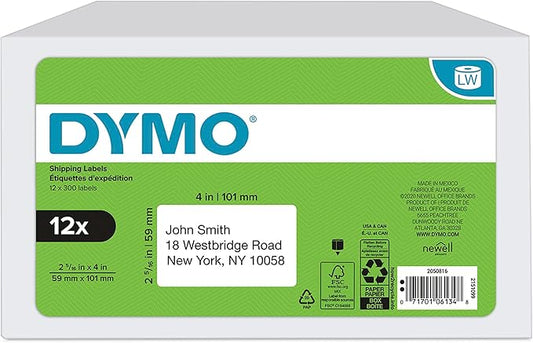 DYMO Authentic LabelWriter Standard Shipping Labels for LabelWriter Label Printers, White, 2-1/8'' x 4'' (30323), 6 Rolls of 220