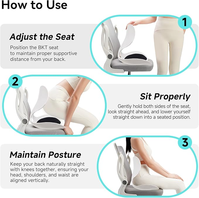 BKT Seat Cushion Chair Ergonomic Office Chair Cushions Lumbar Support for Seat Pillow Ideal for Students Office Workers Nursing Mothers Long Sitting Outdoor Fishing Floor