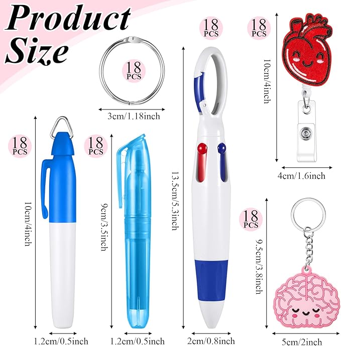 Henoyso 108 Pcs Nurse Badge Reel Pens Mini Highlighter Pens Bulk Nursing Week Appreciation Gifts Badge Accessories Retractable for Cna Medical Assistant Christmas Women (Classic)