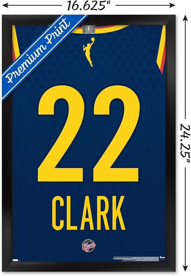 WNBA Indiana Fever - Caitlin Clark Jersey Wall Poster, 22.4L" x 14.7W", Black Framed Version