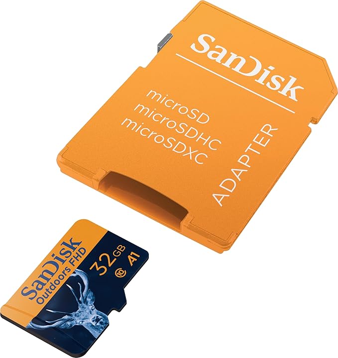SanDisk 32GB 4-Pack Outdoors FHD microSDHC UHS-I Memory Card with SD Adapter (4x32GB) - Up to 100MB/s, Full HD, C10, A1, Trail Camera Micro SD Card - SDSQUNR-032G-GN4VV