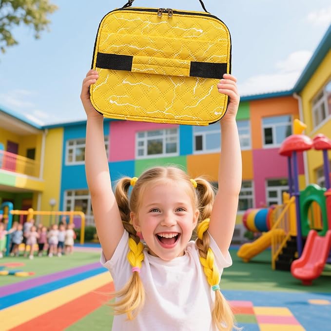Yellow Lightning Lunch Box for Teenager Boys with Reusable Snack Bag Cute Lunch Bag for Middle High School Lonchera para chicas adolescentes