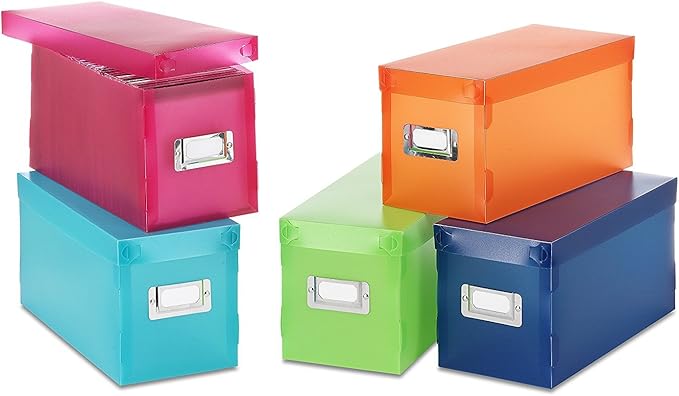 Whitmor 6754-373-5 Plastic CD Boxes Set of 5 Assorted Colors (Pack of 6)