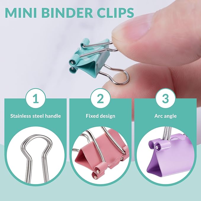 200pcs Paper Clips Binder Clips and Push Pins Set, Mini Clips and Thumb Tacks for Multipurpose Document Organization (Multicolor)