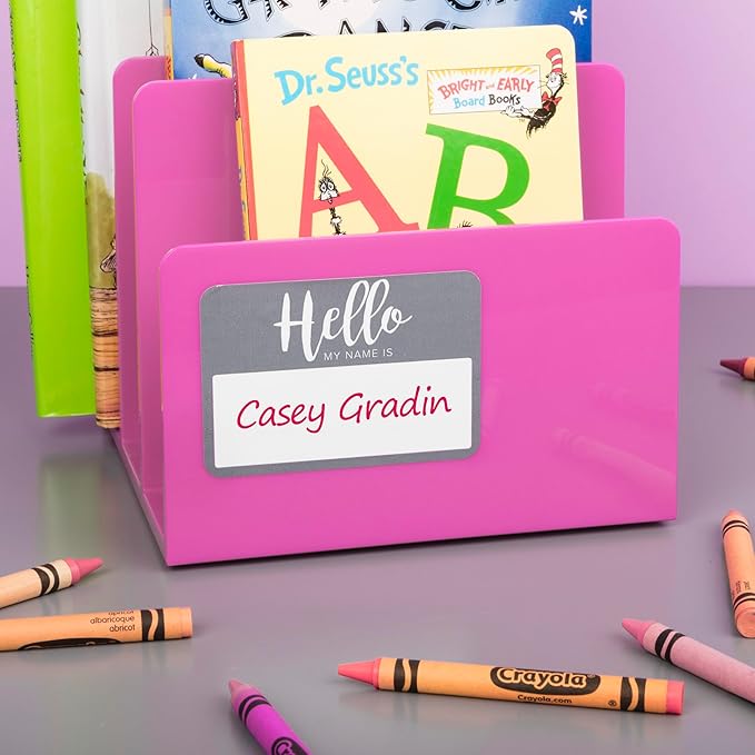 Avery Flexible Name Tags, Hello My Name is, 2-1/3" x 3-3/8", White, Assorted Colored Border, Removable Adhesive, Laser/Inkjet Printable, 120 Total (8722)