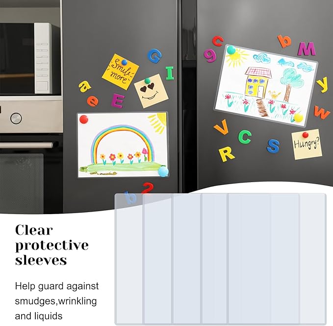 Rainmae 10 Pack 9" x 12" Rigid Print Protectors, Clear Hard Plastic Sheet Protectors, Waterproof Photo Top-Loading Sleeves Rigid Menu Holders Cards Photos Drawings Artworks Poster Prints Documents