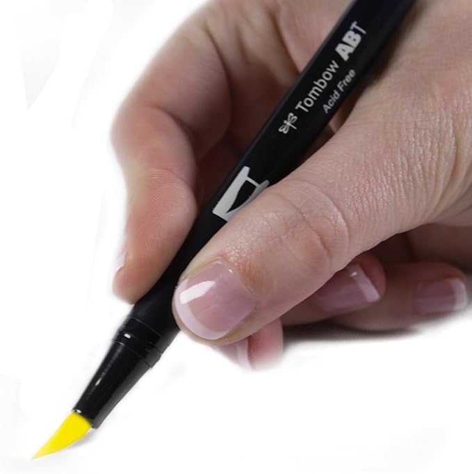 Tombow Dual Brush Pen Art Marker, 055 - Process Yellow, 1-Pack