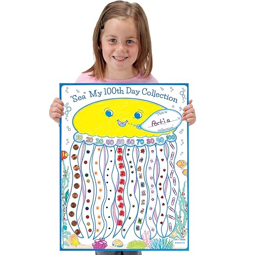 Really Good Stuff Ready-to-Decorate “Sea” My 100th Day of School Posters, Set of 24 - Celebrate The 100th Day of School with Classroom Crafts