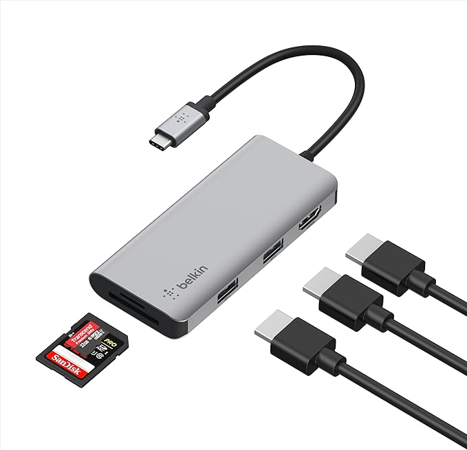 Belkin USB-C Hub, 5-in-1 MultiPort USB-C Docking Station for MacBook & Windows w/ 4K HDMI 1.4, 2x USB-A 3.1, SD 3.0, & Micro SD 3.0, & 5Gbps Data Transfer for Home, Office, & Travel, PVC002