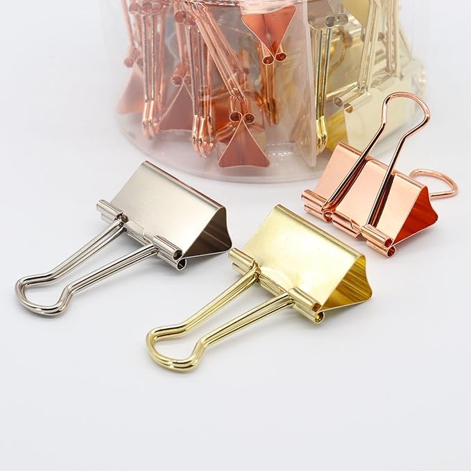 Binder Clips Paper Clamps Paper Clips, 1.26inch (32mm), 3 Colored Set, 18 Pcs Large Size Office Clips for Home School and Business