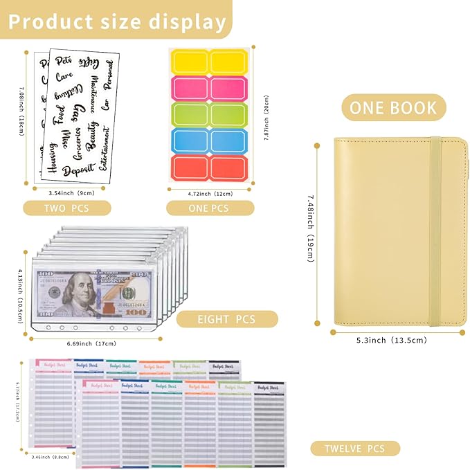 NICOOTHBudget Binder Cash Envelopes A6 Money Saving Binder with Zipper envelopes (A6Yellow)