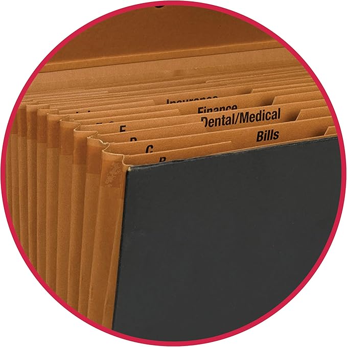 Smead A-Z and Subject Expanding File Box, 19 Pockets, Printed Alphabetic (A-Z)/Subject, Latch Closure, Legal Size, Black (70804) (Pack of 4)