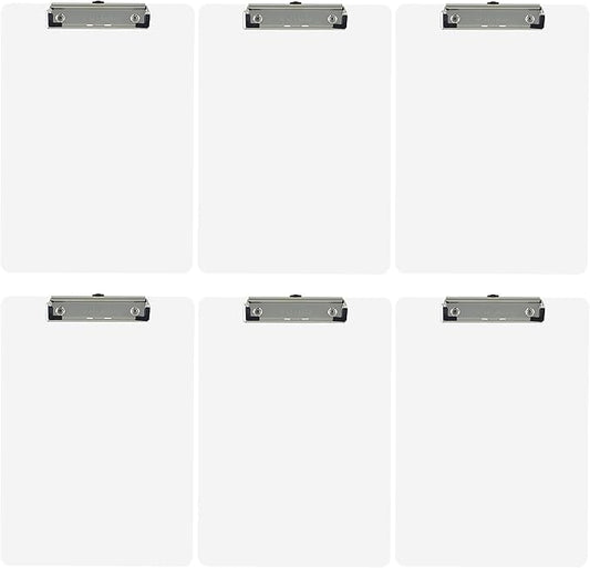 Trade Quest Plastic Clipboard Opaque Color Letter Size Low Profile Clip (Pack of 6) (White)