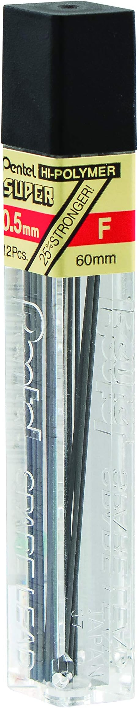 Pentel Super Hi-Polymer Refill, 0.5mm, Fine, F, 144 Pieces of Lead (C505-F)