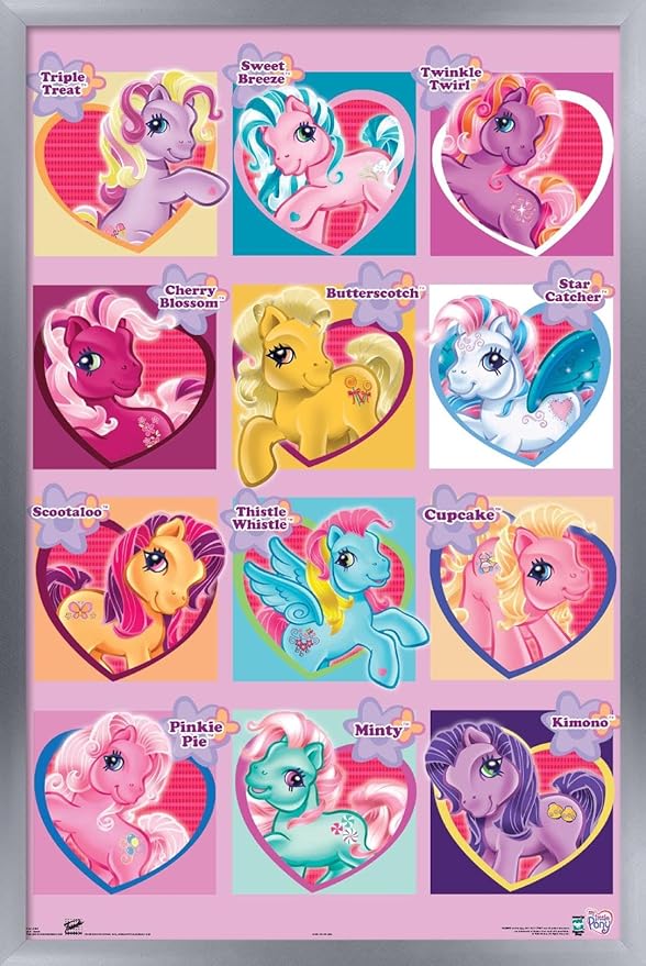 Trends International Hasbro My Little Pony - Chart Wall Poster, 22.375" x 34", Silver Framed Version