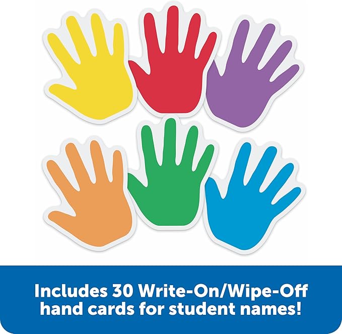 Learning Resources Helping Hands Pocket Chart, 30 Card, Classroom Organization, Teacher Accessories,Teacher Supplies for Classroom,Back to School Supplies