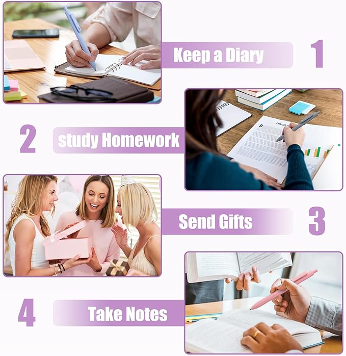 8 Pack Morandi Pens, 0.5mm Black Ink Gel Pens Quick Dry Smooth Writing Pens Journaling Pens for Office School Supplies for Women Girls Nurse Teacher Christmas Gifts