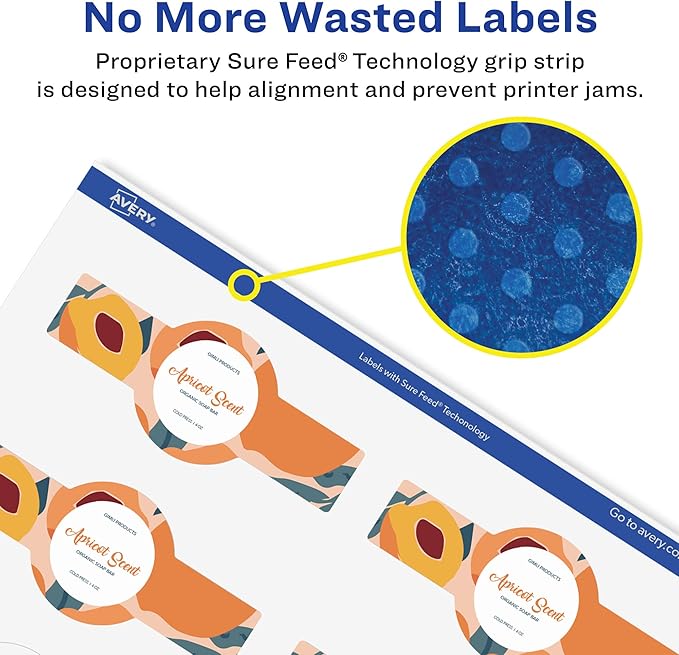Avery Glossy White Wraparound Band Labels, Sure Feed Technology, 1.5" x 3.5", Cigar Band Labels, 100 Total, Print-to-The-Edge, Permanent Adhesive, Laser/Inkjet Printable