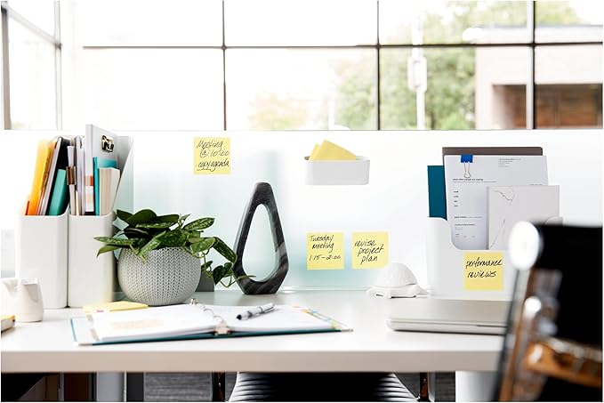 Post-it 100% Recycled Paper Super Sticky Notes, Canary Yellow, 3 in. x 3 in., 24 Sticky Note Pads, 70 Sheets per Pad, New Year Organization or Second Semester School Supplies