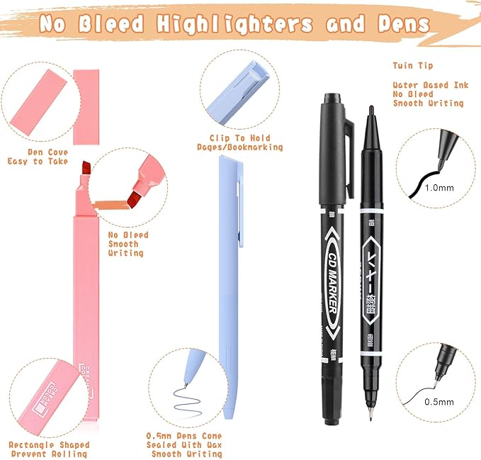 Bible Journaling Kit, Include 12 Bible Highlighters and 6 Pens No Bleed, 90 Laminated Bible Tabs, Magnetic Bookmarks, Sticky Notes, Study Supplies Essentials Set for Women & Men