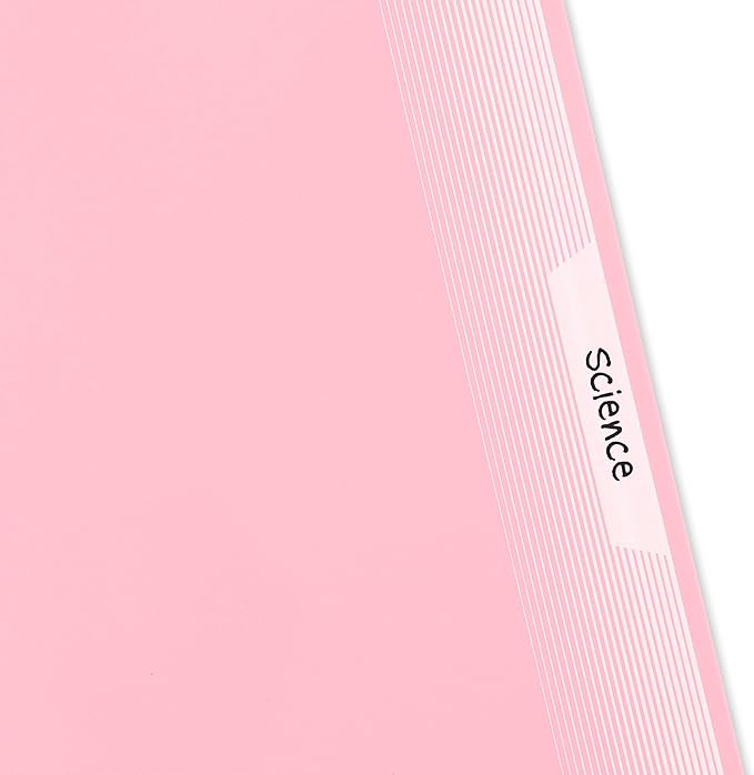 Mead Spiral Notebook, 1 Subject, Wide Ruled Paper, Plastic Cover, 8" x 10-1/2", 100 Sheets, Pastel Pink (930092B)