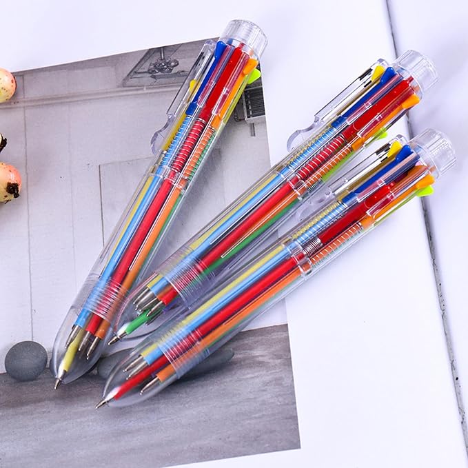 HeTaoCat Multicolor Pens 3 Pack 8 Colors Retractable Ballpoint Pen 0.5mm 8 in 1 Ballpoint Pensfor Office Supplies (8 in 1)