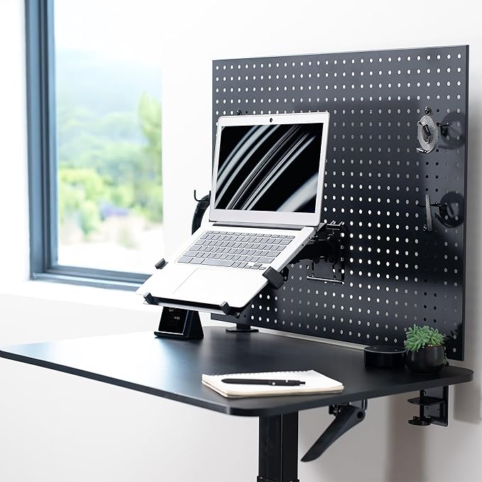 VIVO Pegboard Compatible 10 to 15.6 inch Laptop Mount Holder, Adjustable Notebook Tray, MOUNT-PB2L